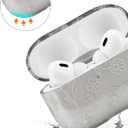 3 x Aitipy Compatible with Airpods Pro 2 Case, Cute White Floral Aesthetic Design with Carabiner, Soft TPU Skin Anti-Scratch Shockproof Protective Cover for Women Girls