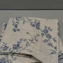 jinchan Floral Kitchen Curtains 36 Inch Linen Tier Curtains Farmhouse Cafe Half Window Drapes Over Sink Light Filtering for Living Room Laundry RV Rod Pocket 2 Panels Blue on Beige