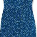 Amazon Essentials Women's Sleeveless Crossover Twist Neck Faux Wrap Dress (Medium, Bright Blue Floral)