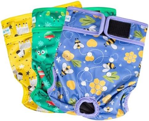 Paw Legend Washable Reusable Female Dog Period Diapers for Heat Doggie Puppy Diapers for Female Dogs (3 Pack, Small)