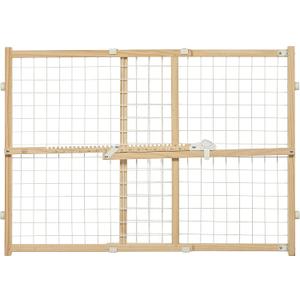 MidWest Homes for Pets Wire Mesh Pet Safety Gate, Dog Gate Expands From 29 - 40.5 Inches Wide, 24 inches Tall, Wood, Powder Coated Wire