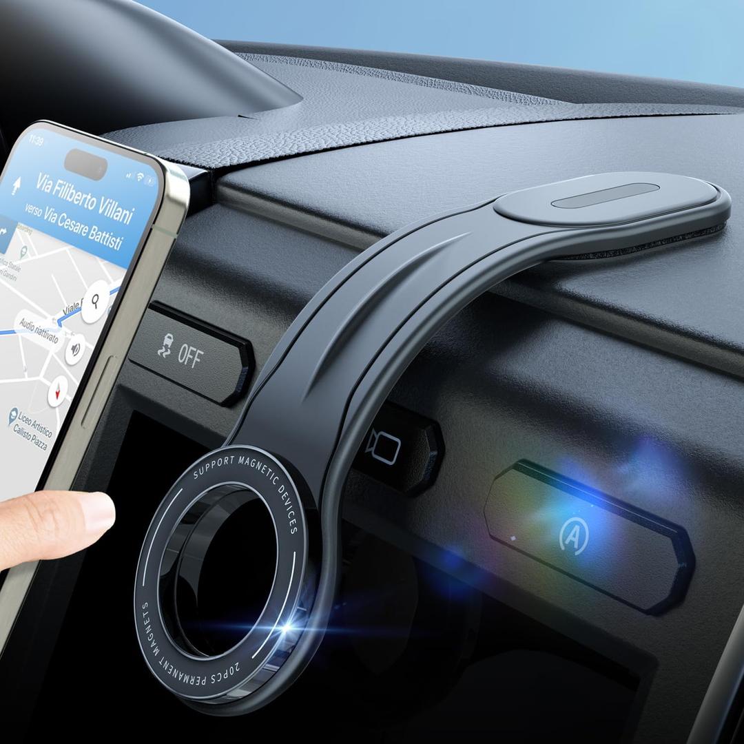 eSamcore for MagSafe Car Mount Detachable, Bendable Aluminum Arm Magnetic Phone Holder for Car20 Strong Magnets Cell Phone Mount for Car Dash Fit iPhone 17 16 15 14 Pro Max Mini Mag Safe Accessories