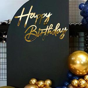 Happy Birthday Sign for Backdrop - Large Acrylic 'Happy Birthday' Mirror Sticker Sign for Birthday Balloon Arch Backdrop Party Wall Decor - Gold