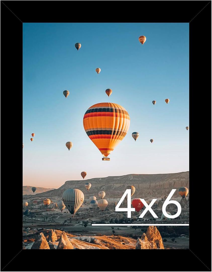 3 x 4x6 Picture Frame Black for Wall Hanging or Tabletop, Wall Mounting Horizontally or Vertically, 4 x 6 Wall Gallery Poster Photo Frame with Shatter Resistant Plexiglass, Black