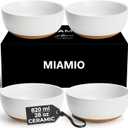 MIAMIO  Set of 4, 28 Ounce Ceramic Soup Bowls/Cereal Bowl Set for Salad, Oatmeal, Fruit, Rice  Dishwasher & Microwave Safe  Aura Collection (Creamy Cocoa, Bowls (4x))