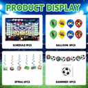 3 x World Football Tournament Cup 48x32 Inch 2026 Vibrant Soccer Festival Schedule Poster with String Flag Banner and Balloon Set for Party Decorations, Home, Office & Bar Decor