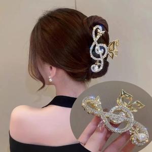 Gold Music Note Hair Clip, Metal Claw Clips for Women Girls Musical Score Hair Design Hair Accessories Strong Hold Jaw Clips for Thick Hair (piano)