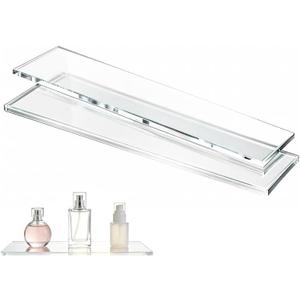 Yunguzi 2 Pcs 13 Inch Clear Acrylic Cabinet Shelf Replacement for Medicine Cabinets and Storage, Polished Safe Edges