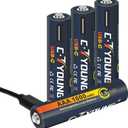 Fast Charging USB AAA Rechargeable Batteries, 1100mWh High Capacity, 4-Pack with Charge Cable, for Smart Home Devices, Cameras, Toys (60Min Charge)