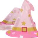 Havawish 50 PCS Halloween Paper Plates 9'' Witch Hat Shaped disposable Plates for Halloween Dinnerware Birthday Baby Shower Table Decor Party Supplies