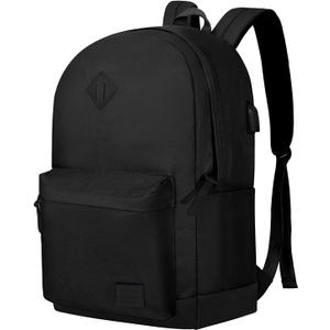 Goloni Backpack for Men Women,Travel Laptop Backpack, Water Resistant 17.3 Inch USB Charging Backpack, Large Capacity Work Commute Bag (All Black)