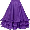 Belly Dance Skirt Halloween Tribal Chiffon Tiered Maxi Full Skirt 37.8 Inch Length (Purple) One Size