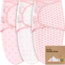 3-Pack Organic Baby Swaddle Sleep Sacks - Swaddles for Newborns, Infant 0-3 Months, Baby Girls, Boys, Soft & Snug Newborn Sleep Sack, Nursery Swaddling Blankets (Blossom)