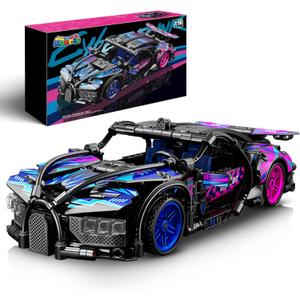 1:18 Technic Super Sports Cars Model Sets - 423 PCS MOC Building Block Car Raceing Engineering Toys - Gift Idea for Adults Boys Girls for Play and Display Collection (Cyberpunk)
