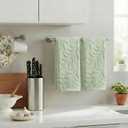 Artoid Mode 2 Pcs Light Green 3D Leaves Jacquard Hand Towels for Bathroom, 100% Cotton Soft Absorbent Bathroom Decor Towels, 13.7 x 29.5 Inch