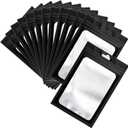 100 Pcs Resealable Mylar Bags, Sealable Odor Proof Foil Pouch Bag with Clear Window, Small Bussiness Packaging Supplies (Black, 4.7 X 7.9 Inch)