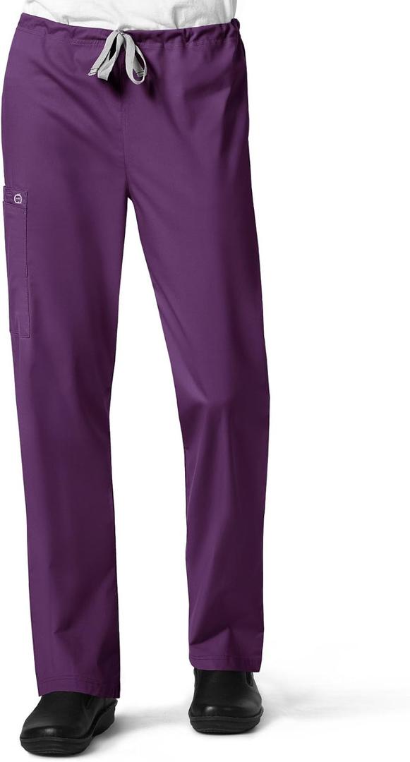 WonderWORK Unisex Drawstring Cargo Scrub Pant Tall (Medium Short, Eggplant)
