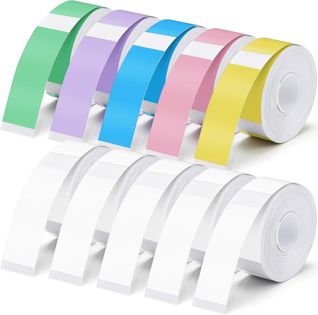 1600 Pcs Label Tapes 15 x 40 mm Laminated Stickers Replacement Compatible with D30 Portable Thermal Label Paper Printer Tapes Refill for Office 160 Pcs/roll(Colorful)