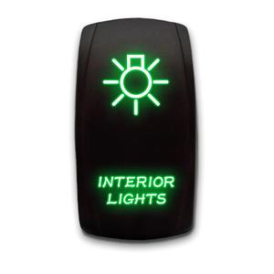Interior Lights - Green - Switch Dual Light - STARK Laser Etched LED Rocker - 20A 12V ON/Off 5-PIN