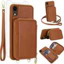 Phone Case for iPhone XR 6.1 Wallet Cell Cover with Tempered Glass Screen Protector Wrist Strap RFID Blocking Card Holder iPhoneXR iPhone10R i Phonex 10XR 10R RX CR iPhoneXRcases Women Men