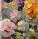 LUHOURI for iPhone 17 Case,Wireless Charging Compatible,Dual-Layer - Soft Silicone Inner + Hard Outer Shell,Cute Wildflower Design,Protective Phone Cover for Women - Oil Painting Flowers