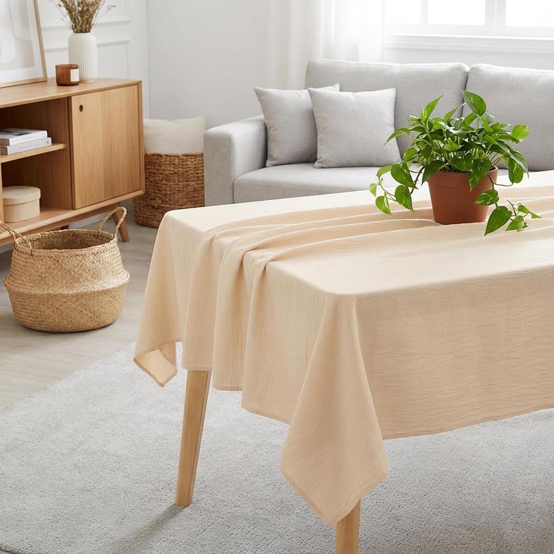 Rectangle Tablecloth Beige Tablecloth Cotton Fabric Table Cloth Washable Table Cloths for Festival Picnic Wedding Party and DIY Dye Project (55 x 39 inch)
