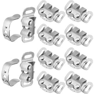 10 Pcs Mobile Home Cabinet Door Catch Double Post Friction Roller Catch Rv Cabinet Latch Closet Door Latch for Rv and Mobile Home(Silver)