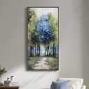 Framed Vertical Colorful Forest Living Room Wall Art, Large Tree & Path Picture Artwork for Walls, Farmhouse Landscape Vertical Canvas Print for Office Kitchen Foyer Stair Hallway Wall Decor, 20x40 In