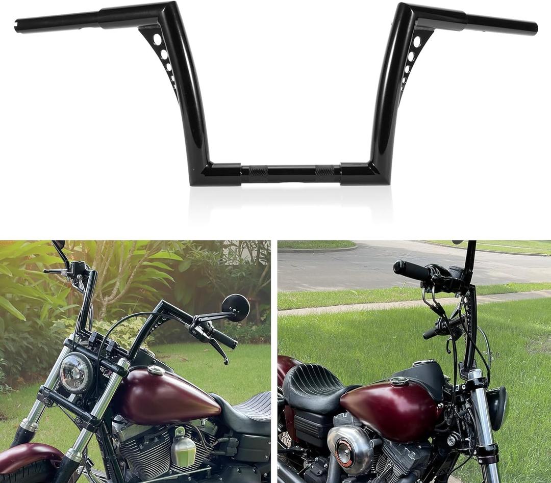 Ape Hangers for Motorcycle Handlebar - Ohhmoto 1-1/4" Diameter Sportster Handlebars Bar Compatible with Road King Glide Softail Slim Dyna XL 883 1200 Breakout Fat Boy 1984-2024,10" Rise Black