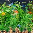 PietyPet Fish Tank Accessories Green Plants, 10pcs Green Fish Tank Decorations, Aquarium Decor Plastic Plants