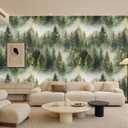 Forest Style Removable Self-Adhesive Wallpaper for Bedroom & Living Room Decor 17.7×118 Inch,Waterproof Wall Covering for Accent Walls, Apartment, Nursery