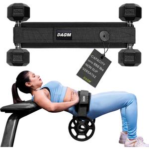 DAGM Hip Thrust Belt for Dumbbells heavy, Secure Glute Trainer with Non-Slip Extra Padding That Protects Your Hips - Ideal for Gym & Home Workouts - Use with Heavy Duty Kettlebells, Dumbbells, & Plates Hold up to 500 lbs