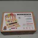 REXBETI Kids Tool Set, Wooden Toddler Tool Set with Apron, Toddler Tool Bench, Educational Montessori Toys for 3 Year Old Boys, Pretend Construction Kits, Birthday Gifts for 3 4 5 Year Old Boy Girl