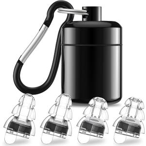 High Fidelity Concert Earplugs for Concerts MusiciansEarplugs for noise reduction24db Advanced Filter Technology Ear Protection for Music Festivals,DJ's, Nightclub, Drummers - 2 PairsBlack