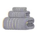 Gold Striped Coral Fleece 3-Piece Towel Set, Bath Towel Hand Towel Washcloth, Absorbent Quick Dry Home Towels Pink