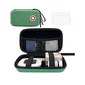 Diabetic Supplies Travel Case, Carrying Case Organizer for Diabetes Testing Kit, Blood Glucose Monitor Kit with Meter, Blood Sugar Test Strips, Lancets, Lancing Device(Case Only) (Green)