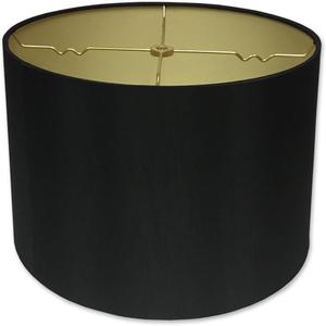 Royal Designs, Inc. HB-610-12BLK/GL Shallow Drum Hardback Lamp Shade, 11 x 12 x 8.5, Black with Gold
