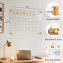 Acrylic Calendar for Wall, 24"x16" Gold Dry Erase Board Weekly Planner Wall Mounted Board, Frameless White Board for Home, Office, School