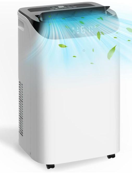 12,000 BTU Portable Air Conditioner Cools Up to 500 Sq.Ft, 3-IN-1 Energy Efficient Portable AC Unit with Remote Control & Installation Kits for Large Room, Campervan, Office, Temporary Space