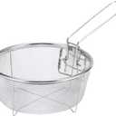 Stainless Steel Deep Fry Basket with Detachable Handle for Frying, Serving Food - Multifunctional Fryer Basket - Round/9 Inch