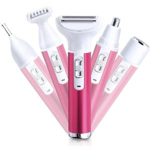 Electric Razor for Women Removal for Body Nose Hair Trimmer Face Shavers Eyebrow Legs Armpit Bikini Area Pubic Underarms Painless Rechargeable Portable 5 in 1 Women's Razors Set