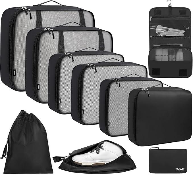 BAGAIL 6 Set/8 Set/10 Set Packing Cubes Various Sizes Packing Organizer for Travel Accessories Luggage Carry On Suitcase