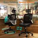 GABRYLLY Ergonomic Office Chair, High Back Home Desk Chair with Headrest, Flip-Up Arms, 90-120 Tilt Lock and Wide Cushion, Big and Tall Mesh Chairs for Man Woman, Black Task Chair, 22D x 25.2W x 45.3H in