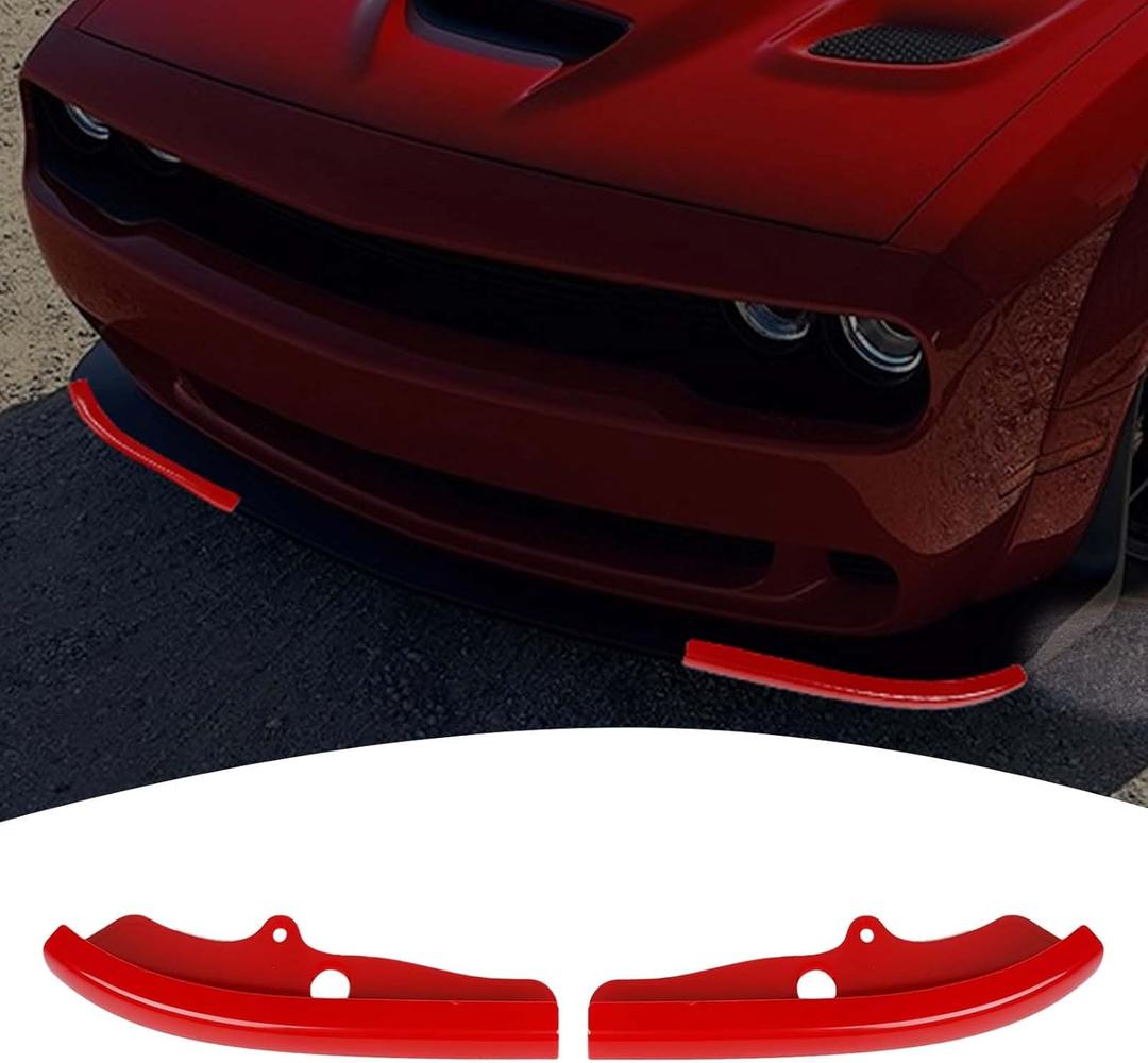 for Challenger Front Bumper Lip Splitter Protector Cover Trim for 2015-2023 Dodge Challenger GT RT SRT Red Exterior Accessories 2 Pcs (Small)