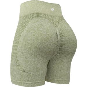 RUNNING GIRL Seamless Scrunch Workout Gym Shorts for Wome,High Waist Tummy Control Athletic Running Biker Shorts (Green, S)