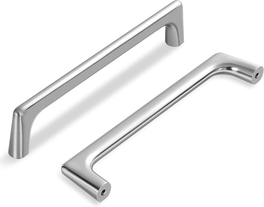 Lardmon 10 Pack Brushed Satin Nickel Modern Cabinet Pulls 5 Inch(128mm) Hole Center Timeless Drawer Pulls Vanity Pulls Classic Solid Kitchen Cabinet Handles Hardware, 5.4 Inch(138mm) Total Length