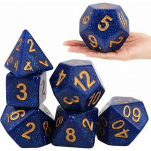 Arrowbash 6 Pcs Jumbo Polyhedra Dice 3.94 Inch Jumbo Foam Polyhedral Dice 6 Set 4, 6, 8, 10, 12 Sides Gifts for Games Teach Numbers Addition Subtraction Probability Learning(Starry Sky Blue)