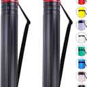 CALPALMY 2-Pack XX-Large Extendable Poster Tubes Expand from 30.5 to 50 with Shoulder Strap | Carry Documents, Blueprints, Drawings and Art | Black Portable Durable Round Storage Cases (Black-Striped)