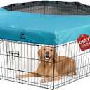 PJYuCien Dog Playpen Mesh Top Cover, Fits 24 Inch 8 Panels Regular Octagon Metal Exercise Pet Pen, Adhesive Tape Connections, Blue (Note: Cover Only, Fence Not Included)
