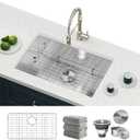 Kitchen Sink 27x18 Inch Undermount Kitchen Sinks Stainless Steel Sink 16 Gauge Single Bowl Sinks with Accessories